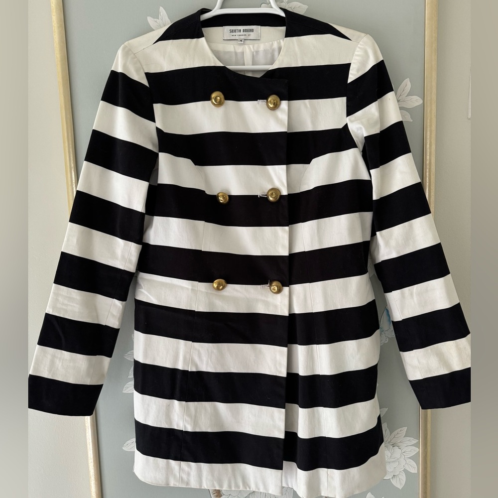 Skirtin Around Navy and White Stripe Jacket